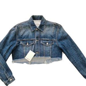 GIVENCHY WOMAN SLASHED CROP DENIM JACKET Size 34